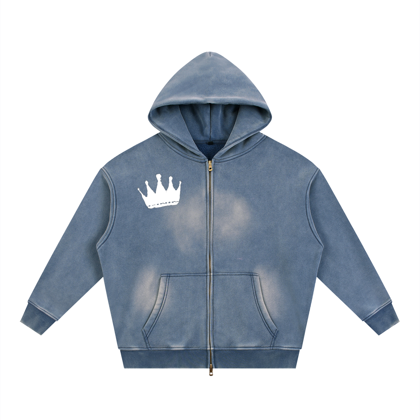 Sunfade Two-way Zipper Boxy Fleece Hoodie