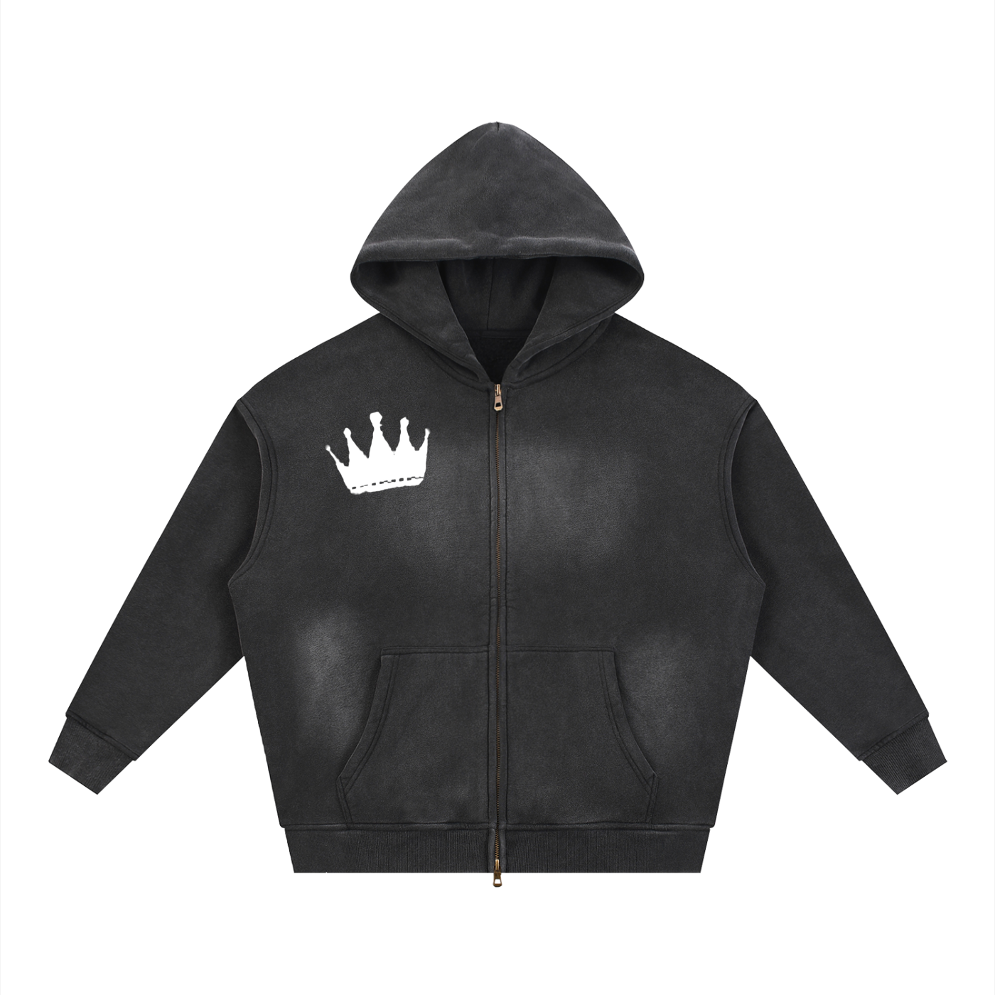 Sunfade Two-way Zipper Boxy Fleece Hoodie