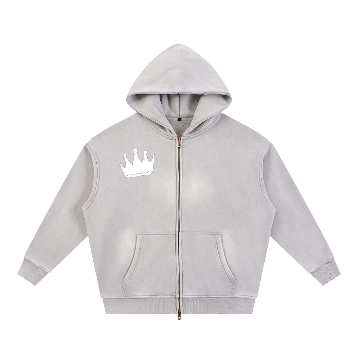 Sunfade Two-way Zipper Boxy Fleece Hoodie